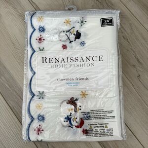 Renaissance Home Fashion Snowman Friends 24” Embroidered Tier Pair  New